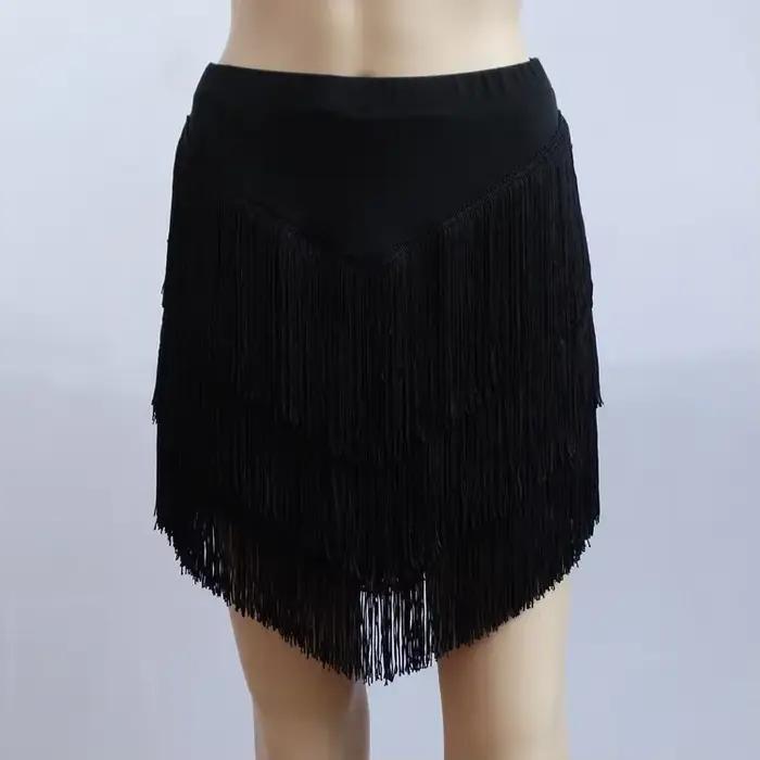 Jupe de brevLatine pour Femme, Chacha, Samba, Tango, Couches, Glands, Franges, Robes de Compétition,
