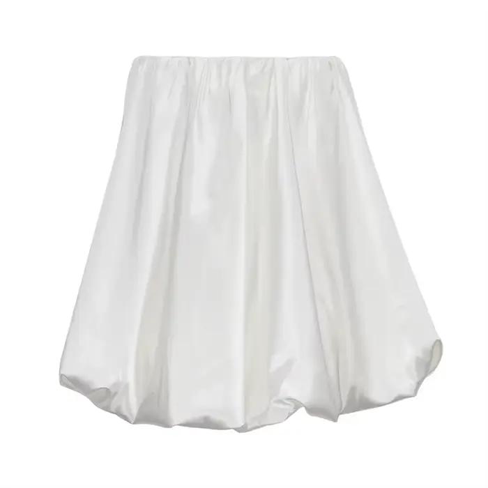 Mini jupes trapèze en Satin blanc pour femmes, jupe courte plissée, taille haute, fermeture éclair, 