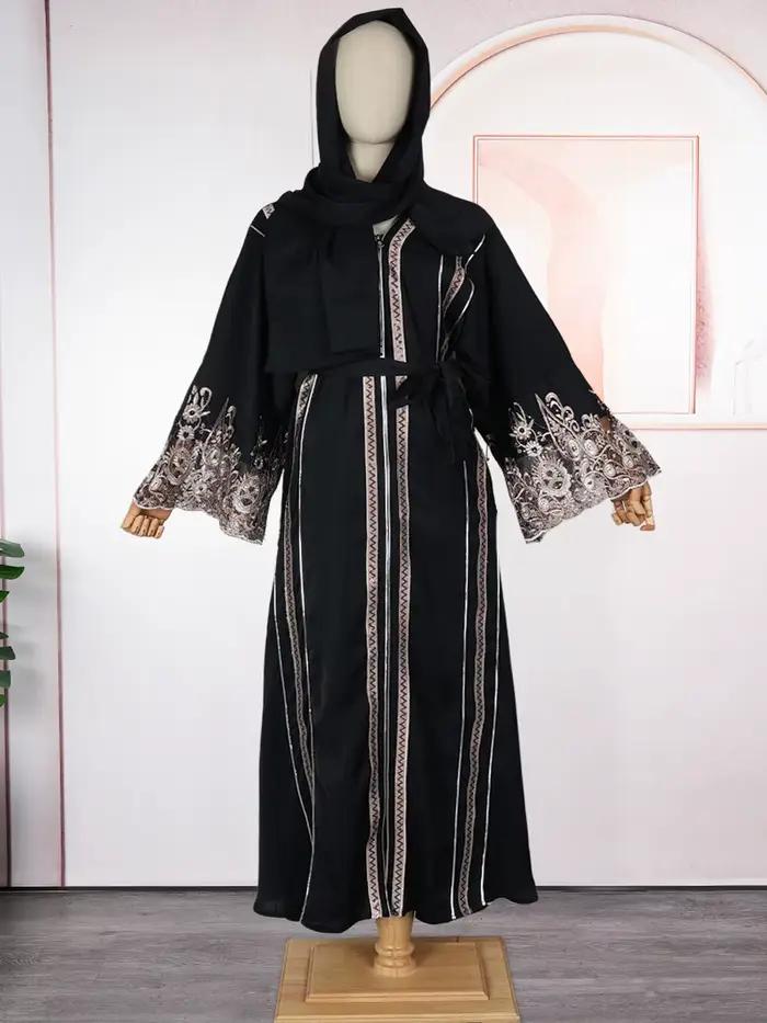 Dubaï Turquie luxe Hijab Abayas à manches longues femmes robe fête bal robe de soirée 2026 Ramadan C