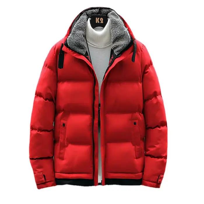 Homme doudoune hiver mode épaissir chaud contraste couleur mâle vêtements d'extérieur col rabattu à 