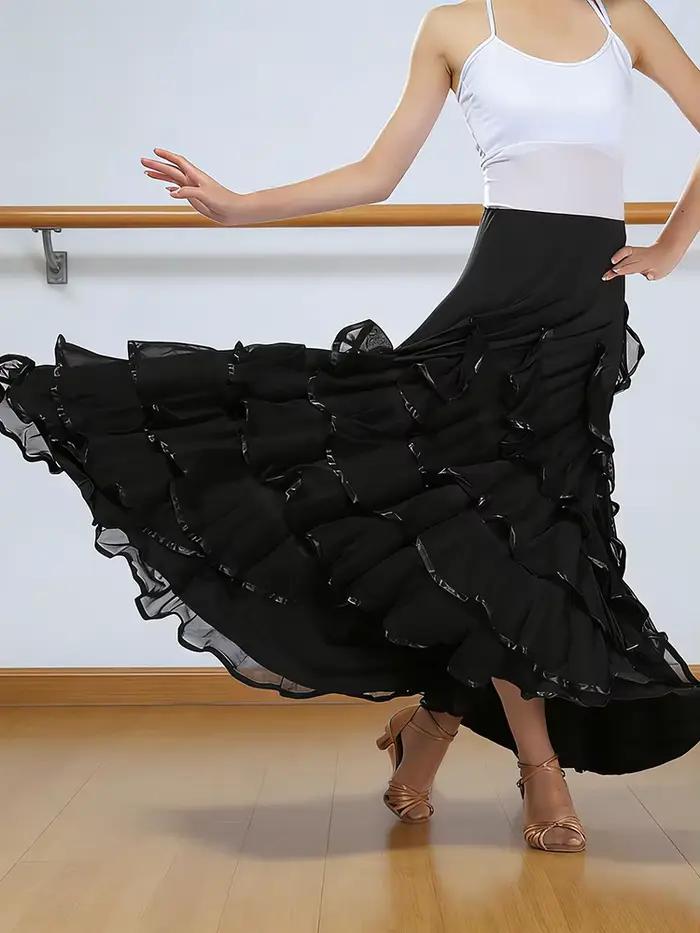 Jupe longue élégante pour femmes, idéale pour la danse latine, la danse de salon et les grandes soir