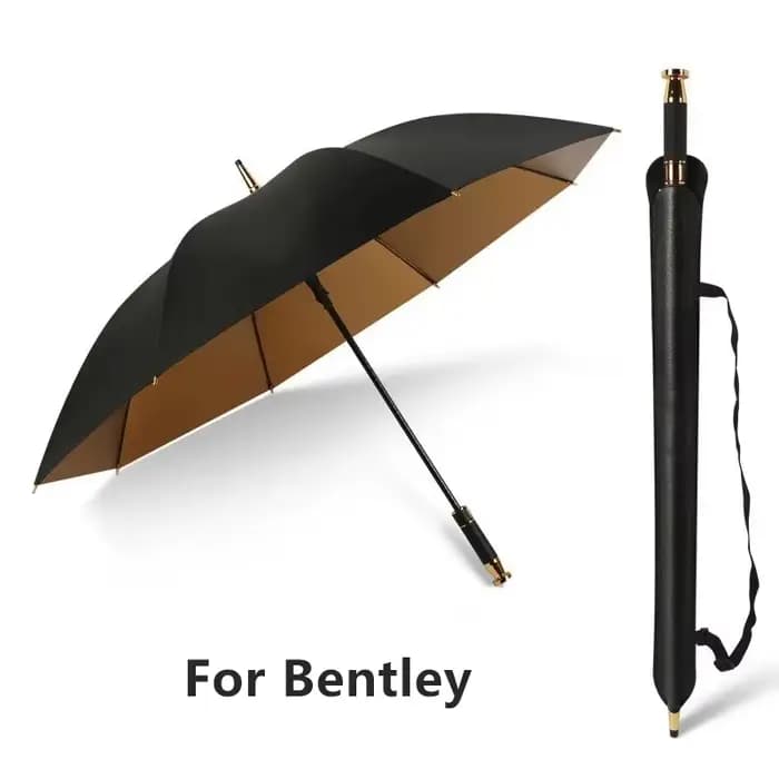 Parapluie à Long manche doré, colle dorée, pour Bentley Volvo Tesla Chevrolet, Logo de voiture de lu