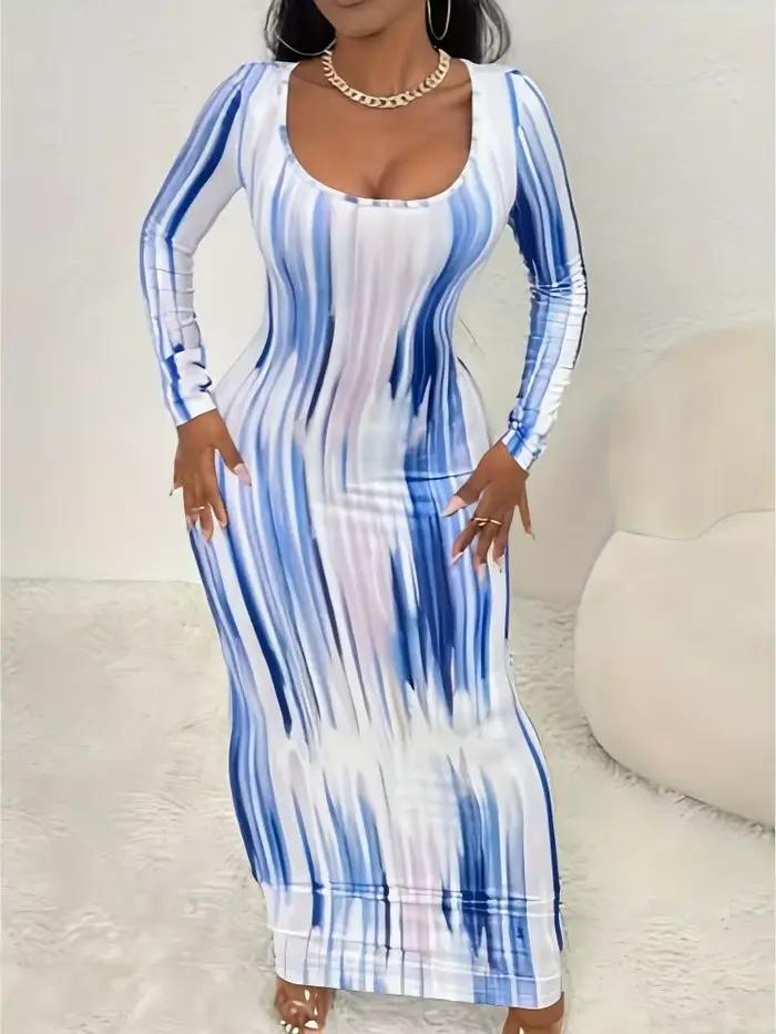 Robe moulante à manches longues, design ajusté aux hanches, robe élastique élégante et tendance