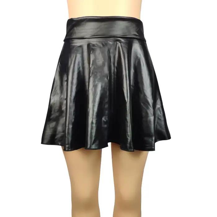 Mini jupe plissée taille haute en similicuir PU pour femmes, jupe slim sexy, jupes de fête