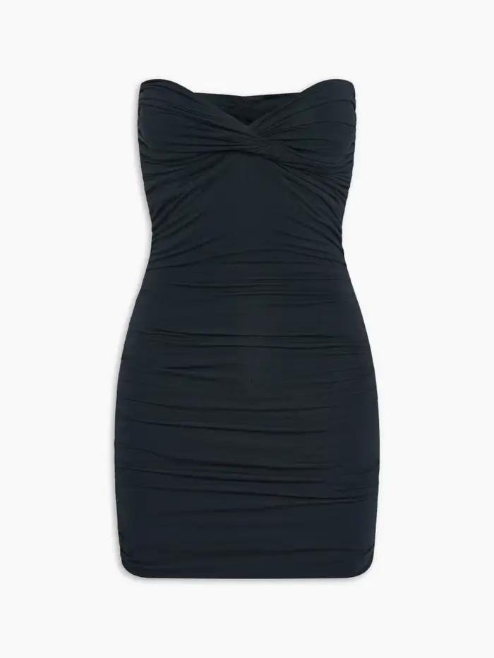 KHY ~ Kasie's même style coton stretch série jupe poitrine plissée sexy robe mince