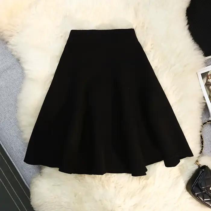 Mini jupe courte tricotée pour femme, Sexy, élastique, taille haute, ligne a, fête, Club, parapluie,