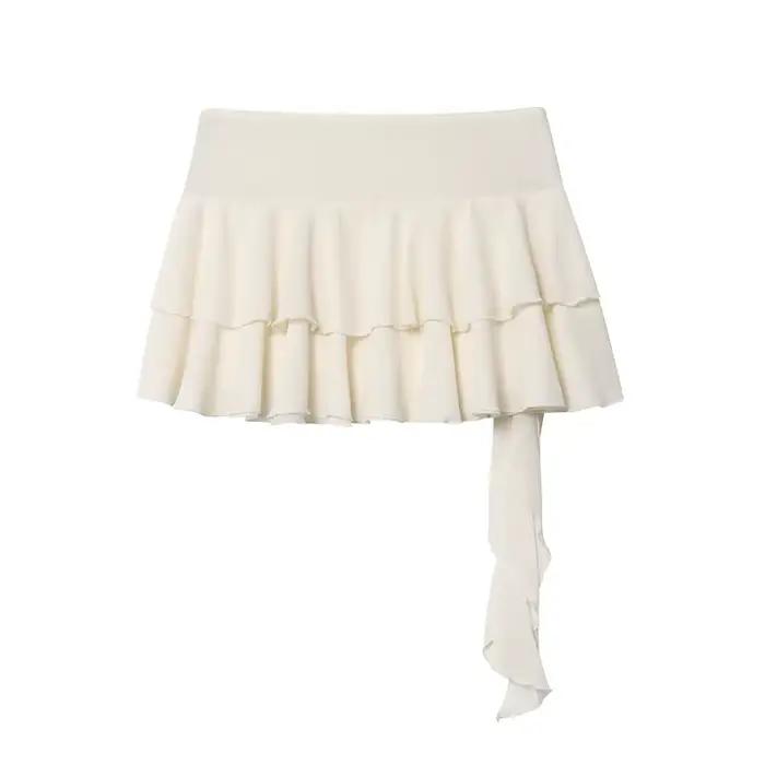 MUJER Mini jupe plissée femmes jupes à pois pour femmes jupes à volants taille moyenne jupe femmes j