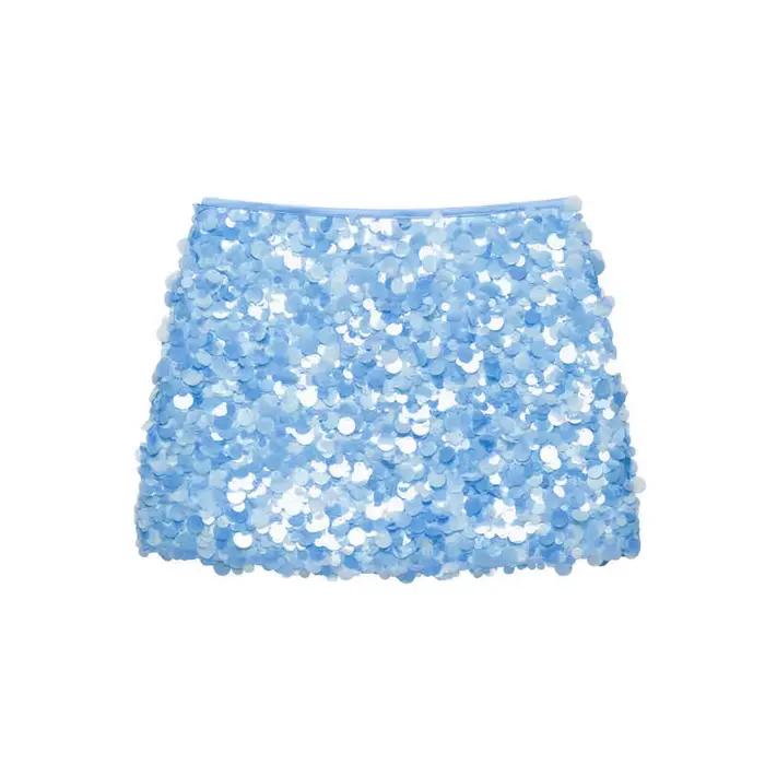 Jupe mini à sequins unie pour femme HH, taille haute, coupe ajustée, style Y2K décontracté, pour la 