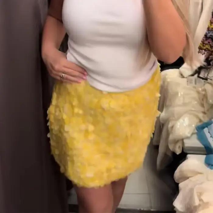 Mini jupe à paillettes rouge pour femmes, gilet licou, Sexy, taille haute, paquet de hanches, jupes 