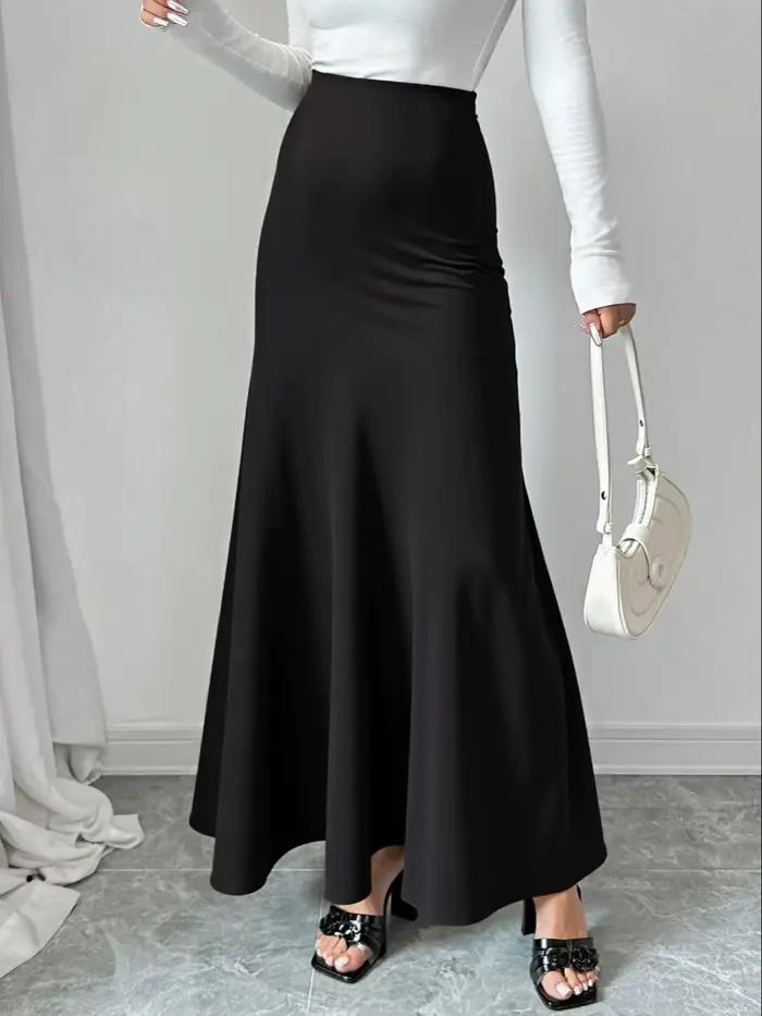 Jupe sirène en Satin noir pour femmes, Maxi, élégante, robe de soirée formelle, mode printemps été, 