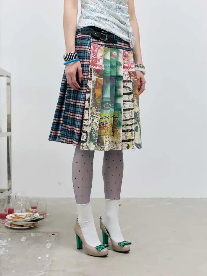 Jupes mi-longues pour femmes, teinture par nouage, esthétique des années 2000, Harajuku, couleur con