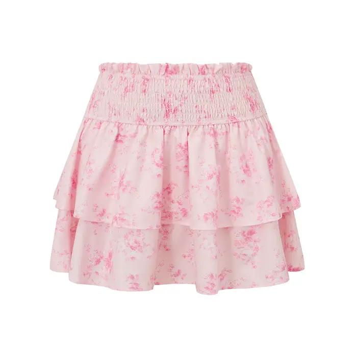 Puloru – Mini jupe fluide à imprimé Floral pour femmes, taille haute, à volants, courte, Streetwear,