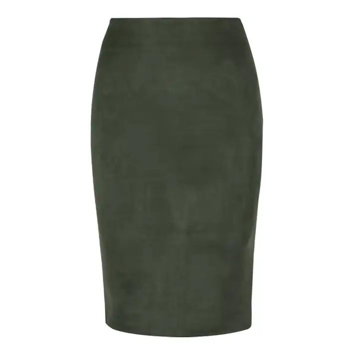 Jupe crayon en daim à taille haute pour femmes, jupes extensibles pour documents, vintage, printemps