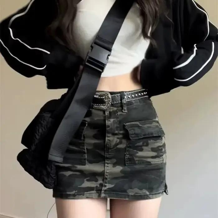 Jupe rétro taille haute pour femmes, Camouflage Hot Girl, rend son Look Slim et nouveau pack de hanc
