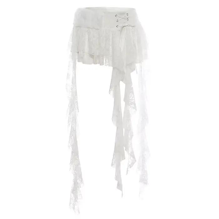 Nouvelle jupe taille haute unie à design irrégulier et à franges pour femme, collection Printemps-Ét
