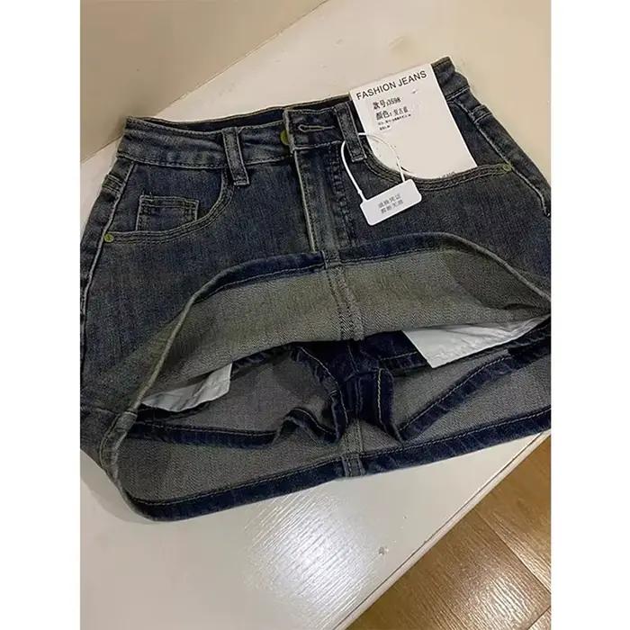 Jupe en jean bleu Vintage pour femmes, taille haute coréenne, Sexy, Slim Fit, Mini jupes pour dames,