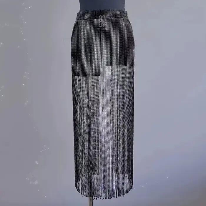 Jupe crayon longue réglable avec pompon pour femme, biscuits, tempérament élégant, accessoires décon