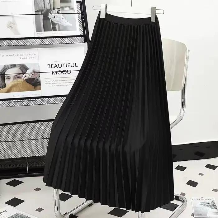Hirsionsan-Jupes plissées pour femmes, nouvelle mode coréenne vintage, jupe trapèze solide pour dame