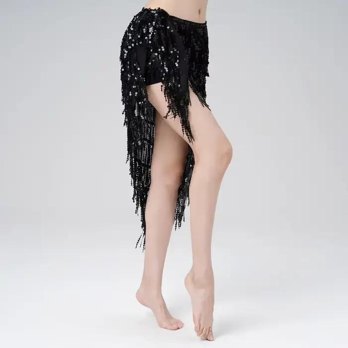 Jupe de hanche de danse du ventre pour filles, Triangle à paillettes, longues ceintures de hanche à 