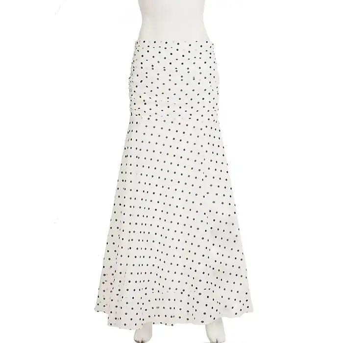Hirigin – jupe trapèze en mousseline de soie, longueur au sol, à pois, Style français, en maille à v
