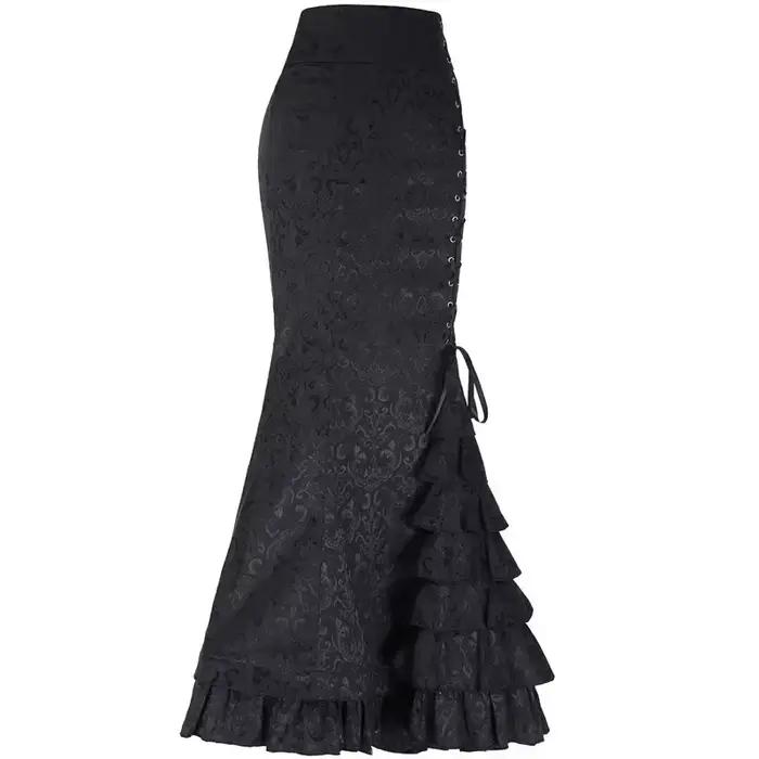 Jupe mi-longue Y2k pour femmes, rétro victorien, taille haute, tempérament élégant, Style gothique S