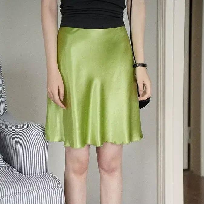 Jupe verte queue de poisson 2026, nouvelle collection été, taille haute, coupe ajustée, élégante