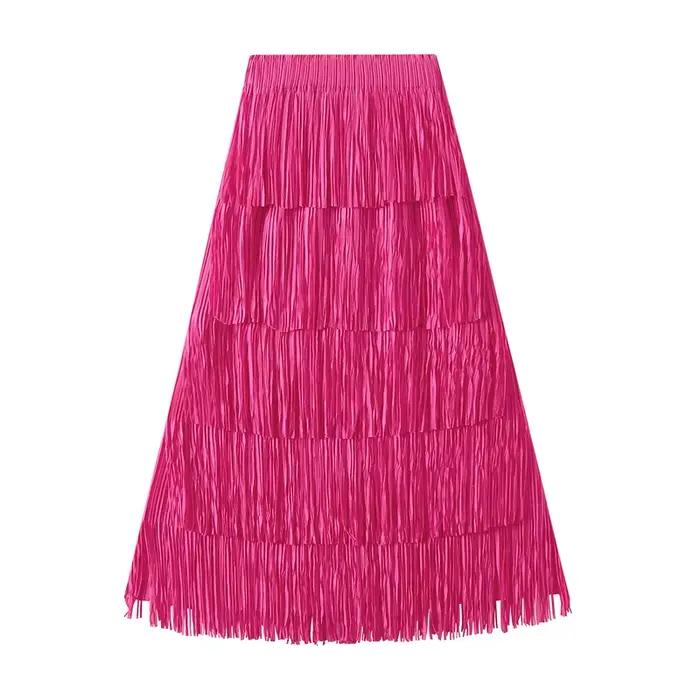 Jupe plissée de luxe multicolore pour femmes, grand ourlet pliable, jupe trapèze, ample, à la mode, 