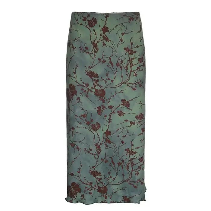Jupe taille haute imprimée style vintage américain, jupe au tempérament Spice Girl