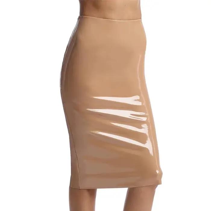 Mini-jupe sexy en similicuir PU, longueur moyenne, coupe ajustée, effet miroir, style urbain pour je