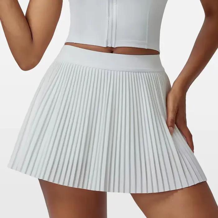 Jupe plissée de tennis pour femme, été 2026, 2-en-1, anti-transparence, avec short intégré, mini-jup