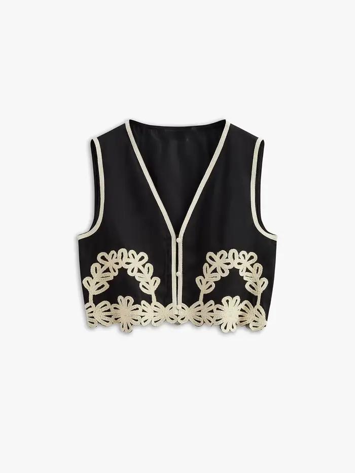 Ensemble jupe brodée à fermeture éclair pour femme, vêtements de bureau élégants pour femme, col car
