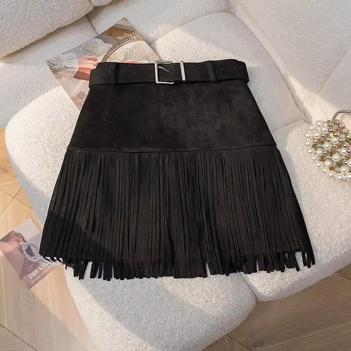 Mini jupe femme peau de cerf gland a-ligne taille haute Vintage Harajuku Y2K automne printemps épicé