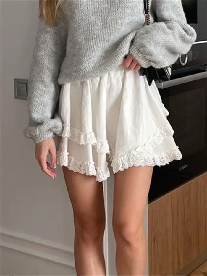 Tossy blanc dentelle à volants Mini jupe pour femmes taille haute Patchwork mode mignon Sexy Y2k jup