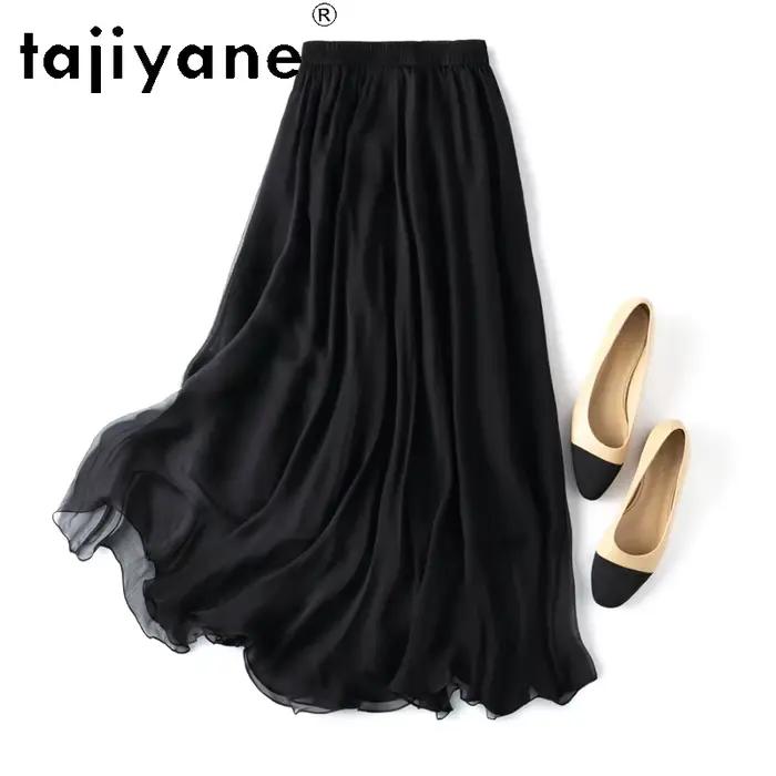 TAJIYANE 100% jupe en soie de mûrier mode jupes longues noires nouveautés jupe d'été femme vêtements