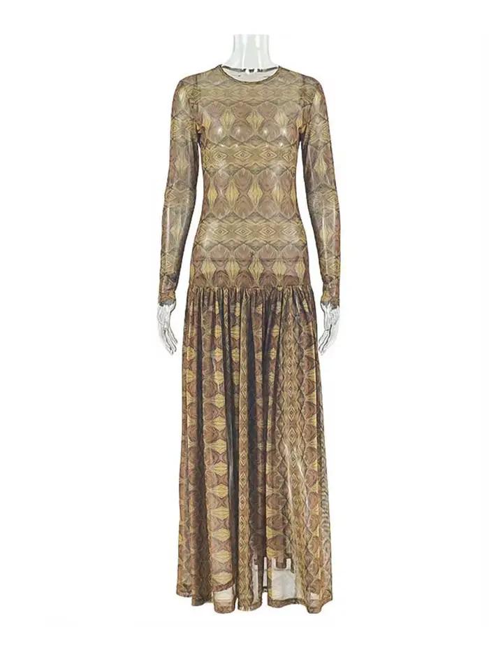 Femme automne vêtements robe à manches longues Chic élégant robes de soirée taille minceur a-ligne i