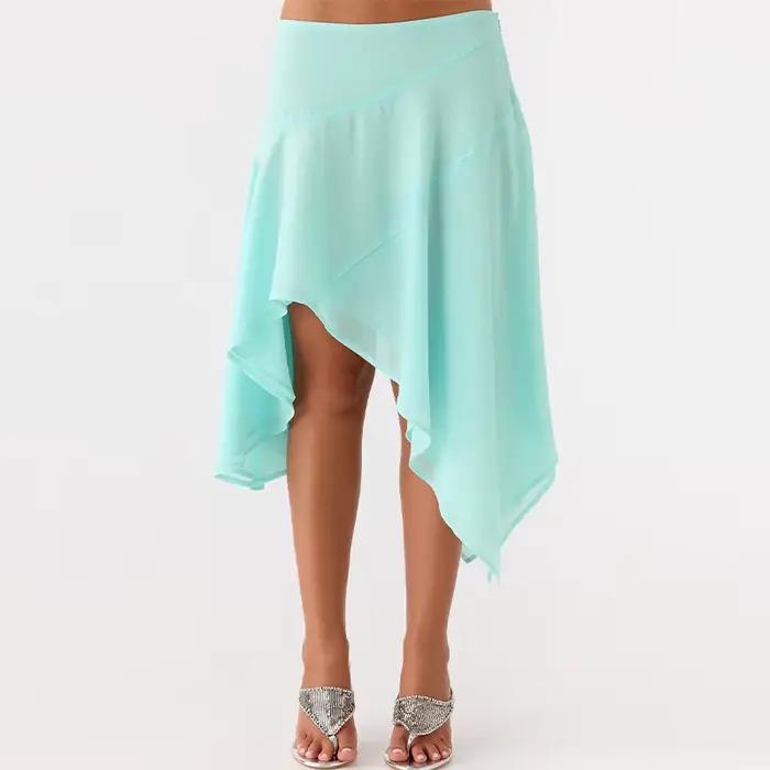 Jupe longue imprimée bohème pour femme, taille haute, ourlet irrégulier, style décontracté pour l'ét