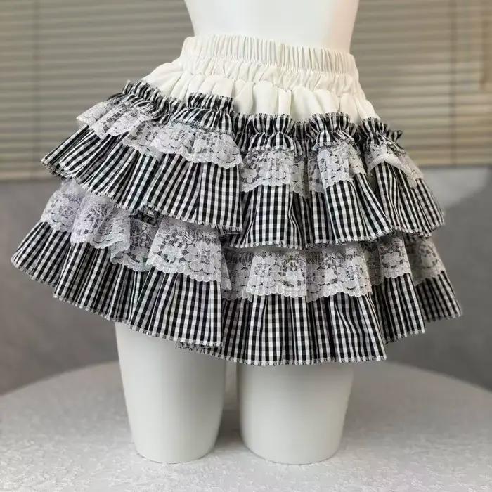 Lolita Style princesse Vintage gâteau jupe douce Kawaii femmes mignon dentelle volants fête Mini jup
