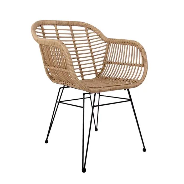 Chaise d'appoint en rotin, chaise de salle à manger avec coussin, fauteuil Antique français en rotin