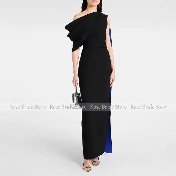 Robes de soirée élégantes pour femmes, asymétrique épaule dénudée, colonne, robes de Cocktail noires