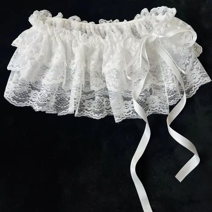 Femmes Y2K coréen dentelle Mini jupe superposée Streetwear à lacets volants Harajuku taille haute pl