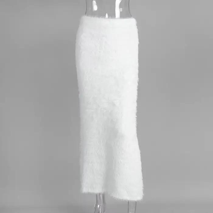Jupe tricotée en peluche pour femmes, nouvelle jupe longue thermique, automne et hiver 2025