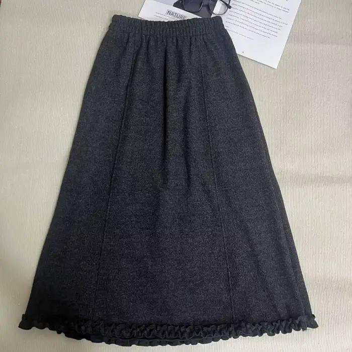Jupe mi-longue en laine à volants, taille haute, amincissante, mi-longue, nouvelle collection automn