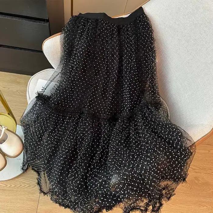 Kawaii taille haute mi-longue jupes femmes couches à volants dégradé Tulle jupe plissée taille haute