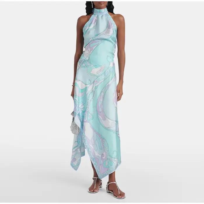 Ensemble Bohème Femme : Haut Imprimé Col Rond et Jupe Longue Irrégulière Taille Haute – Nouvelle Col