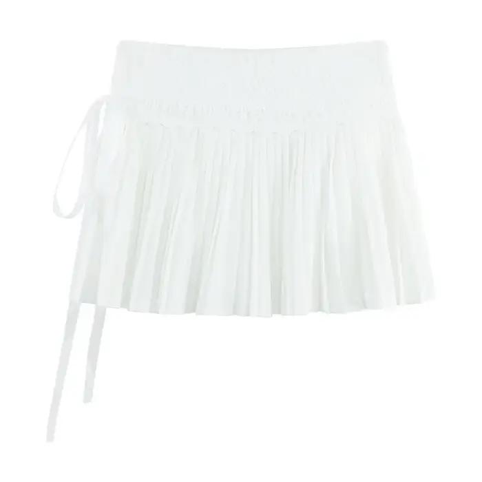 Jupe Tutu Esthétique Coquette pour Femme, Taille Haute, Coupe Slim, avec Dentelle et Lacets, Style D