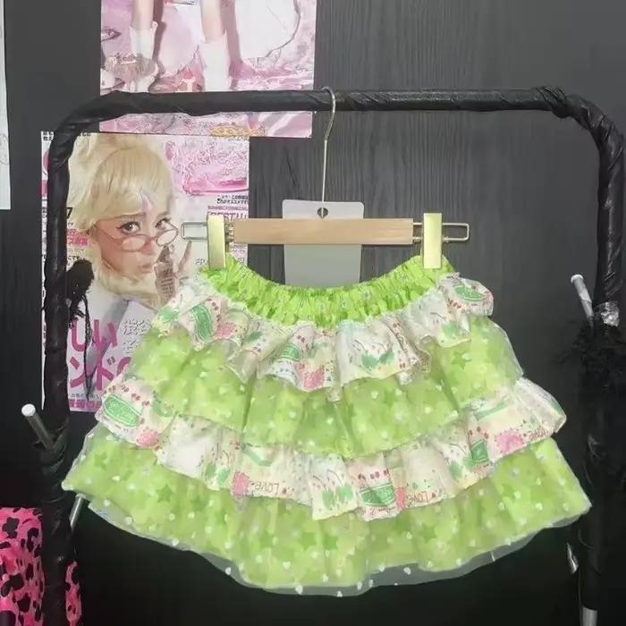 Mini-jupe Kawaii pour femmes, style japonais et coréen, Y2K, Sweet Lolita, jupe à volants effet gâte