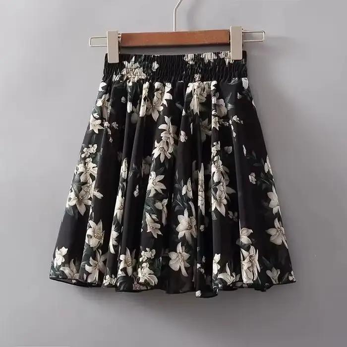 Jupe courte en mousseline de soie pour femmes, motif Floral, Chic et élégante, été 2025 V, élégante,