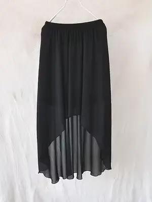 Jupe longue en mousseline de soie pour femmes, taille élastique, couleur unie, haut, bas, mollet, vi