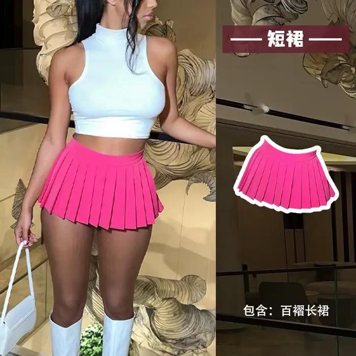 Jupe longue plissée Sexy jupe Ultra courte plissée JK douce mode coréenne femmes rouge rose 2025 nou