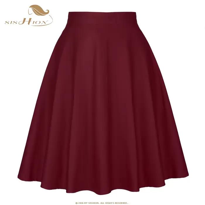 SISHION-Jupe mi-longue en coton pour femme, vêtement sexy à carreaux, taille haute, motifs floraux, 